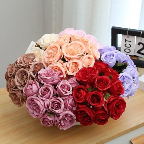11 Head Artificial Roses Wedding Simulation Flowers Wedding Roses Bunches Artificial Flowers