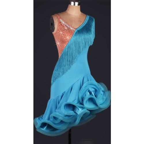 2017 New style adult/girl Latin dance costume spandex tassel stones latin dance dress for women latin dance competition dresses