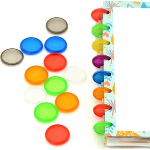 24PCS Binding Disc Buckle 18/24/28MM Candy Color Mushroom Hole Binding Disc Plastic DIY 360 Degree DIY Office Supplies