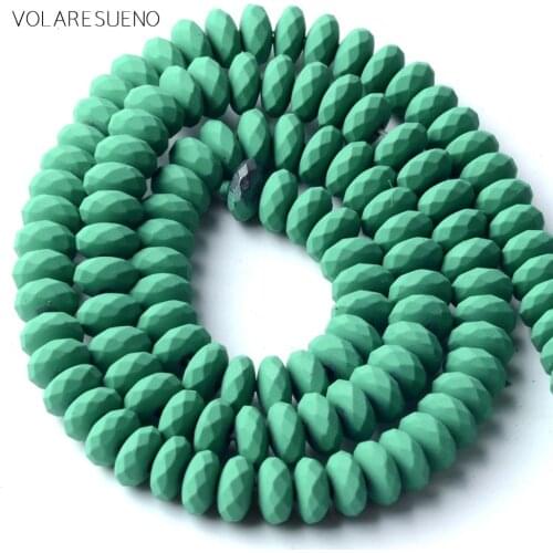 6mm Green Hematite Stone Natural Stone Matter Rubber Rondelle Shape Beads Space Loose Beads For Jewelry Making Diy Bracelet 15"