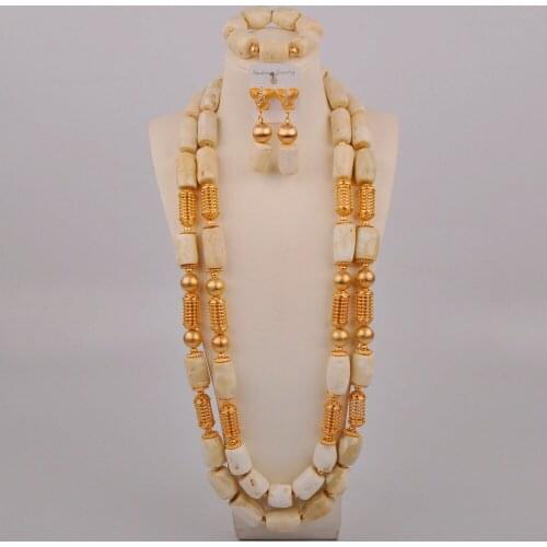 White Coral Jewelry Set Coral Necklace Jewelry Set African Wedding Coral Beads Bridal Set for Nigerian Bride Groom