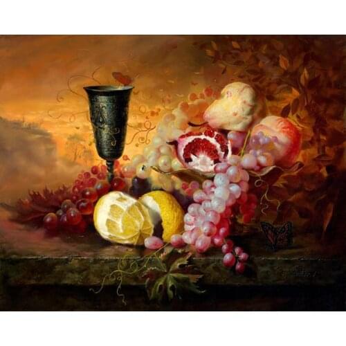 Free shipping home wall art decoration picture classic glass still life fruit orange oil painting canvas prints on canvas