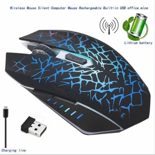 W210 2.4G Wireless Mouse Colorful Glare Optical Ergonomic 2400DPI Gaming Streaming Mouse For Desktop Laptop Computer Accessories