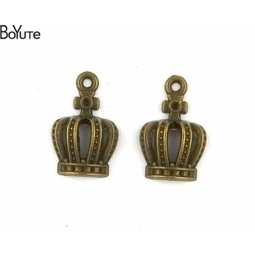 BoYuTe (100 Pieces/Lot) 20*12MM Wholesale Antique Bronze Plated Zinc Alloy Crown Charms Jewelry Findings Accessories
