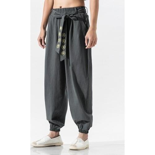 Chinese Style Men Harajuku Harem Pants 2021 Summer Joggers Pants Male Vintage Chinese Style Sweatpants Fashions Bloomers 30742