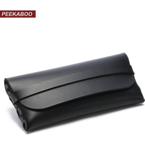 Peekaboo PU leather box case for sunglasses women men 2018 handmade fashion storage box for glasses black white brown khaki
