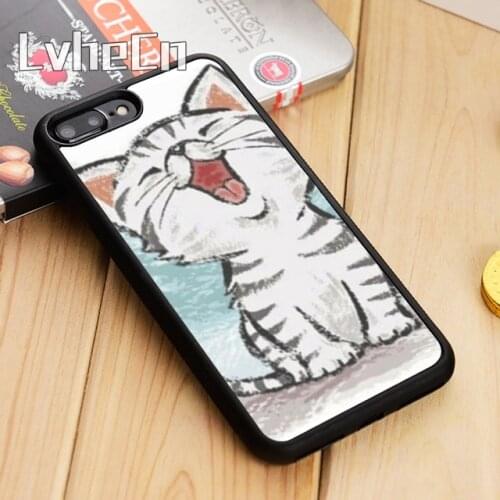 LvheCn Cute Kitten Drawing Phone Case Cover For iPhone 5 6 6s 7 8 plus 11 12 Pro X XR XS Max Samsung Galaxy S6 S7 edge S8 S9 S10