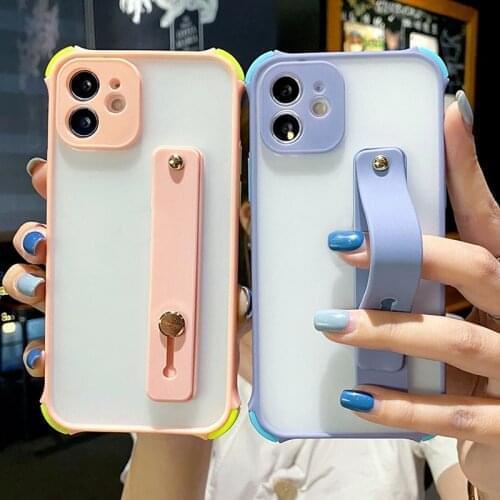 Stylish Anti-fall Wrist Strap Phone Case For iPhone 11 Pro Max 12 mini X XR Xs Max 6 7 8 Plus SE 2020 phone holder Cases Cover