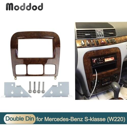 Double Din Stereo Panel Fascias for BENZ S CLASS W220 Wooden Color Radio Refitting Dash Mounting Installation Trim Kit Frame