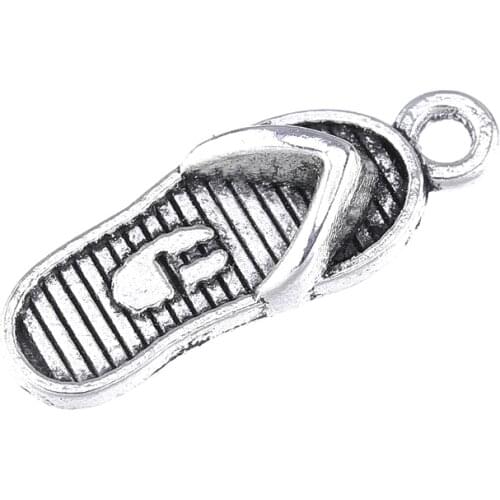 JUYA 20pcs/lot 21.5x8mm Alloy Flip Flop Shape Charms Pendant Personality Earring Pendnat Bracelet Jewelry Making Findings AO0721