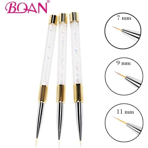 BQAN 1 PC Nail Liner Paint Brush Drawing Brush Pen 7mm/9mm/11mm Manicure Art Tool Nail Art Brush Flower Paint Brush Rhinestones