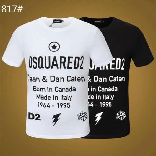 Classic men and women hip-hop round neck tops Dsquared2 short-sleeved T-shirt cotton locomotive letter print casual tees