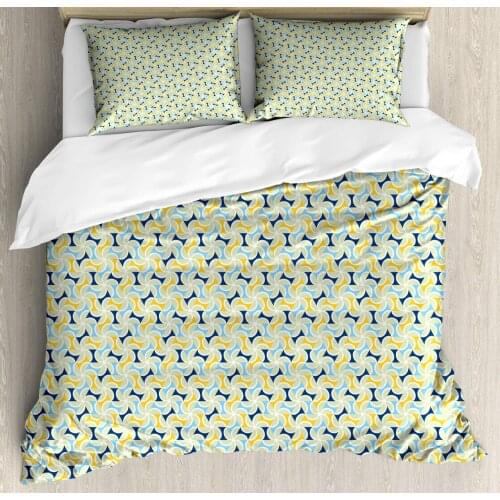Geometric Duvet Cover Set Shapes of Semicircles and Triangles 3 Piece Bedding Set Multicolor