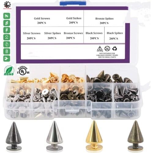 Cone Spikes Punk Rivets Stud Screw Back Spikes for DIY Leather Shoes Jacket Craft Garment Bag,Leathercraft Rivets