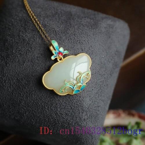 White Jade Flower Pendant Fashion Women Amulet Jewelry Crystal Gemstone Necklace Chinese Chalcedony Natural Agate 925 Silver
