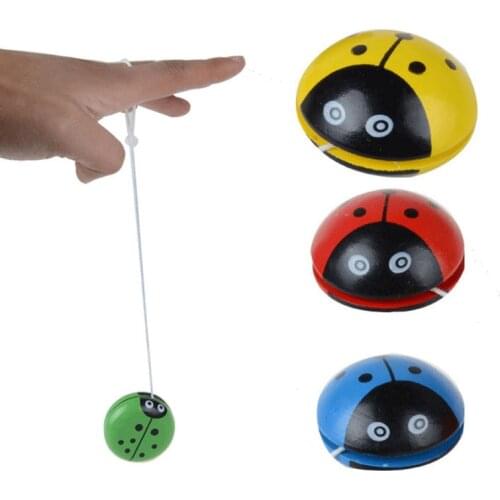 Cute Animal Prints Wooden Yoyo Toys Ladybug Toys Kids Yo-Yo Creative Yo Yo Toys for Children 5cm Wooden Yo Yo Ball