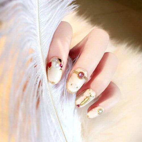 24pcs/box Fashion Metal Feather Decoration Fake Nails DIY Charm Professional Nail Art Supplies Tools