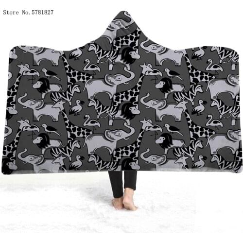 Cartoon Blanket Hoodie Kids Home Oversize Soft Super Warm Animals Elephant Cute Kawaii Baby Sofa Cozy Light Thin Mechanical Wash