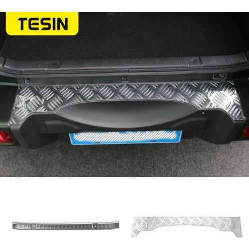 TESIN Steel Door Sill Scuff Plate Car Interior Rear Bumper Protector Rear Inner Guard Plate for Suzuki Jimny 2007 Up Accessories