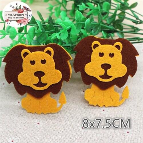 8CM 5pcs Non-woven patches lion Felt Appliques for clothes Sewing Supplies diy craft ornament