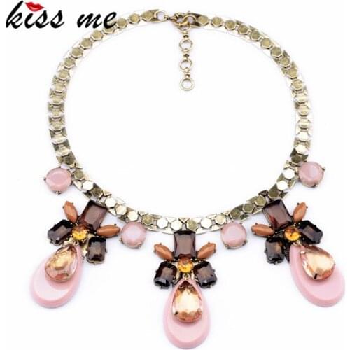New Styles Fashion Jewelry Women Bobo Accessories Resin Water Drop Pandant Statement Necklace KISS ME
