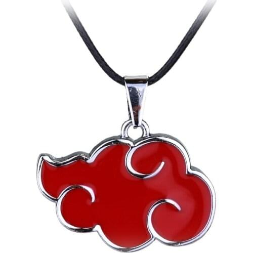 Naruto Stainless Steel Alloy Red Cloud Necklace Cute Cartoon Necklace Men Women Unisex Children Birthday Gift Jewelry Accessorie
