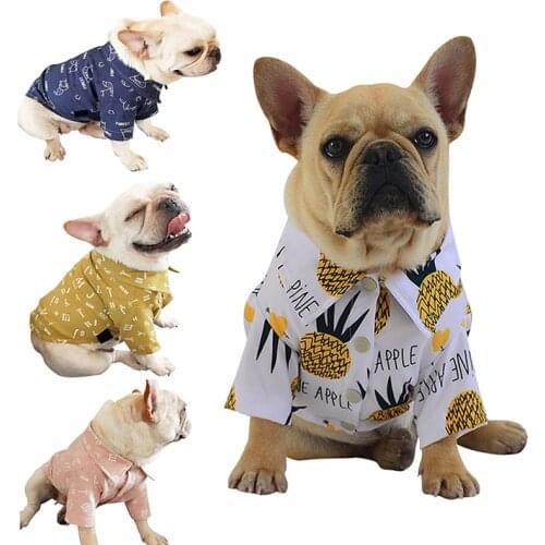 Pet Dogs Holiday Clothing Sleeve Pet Clothes Summer Dog Shirt Hawaii Floral Beach T-Shirt for Small Medium Pineapple