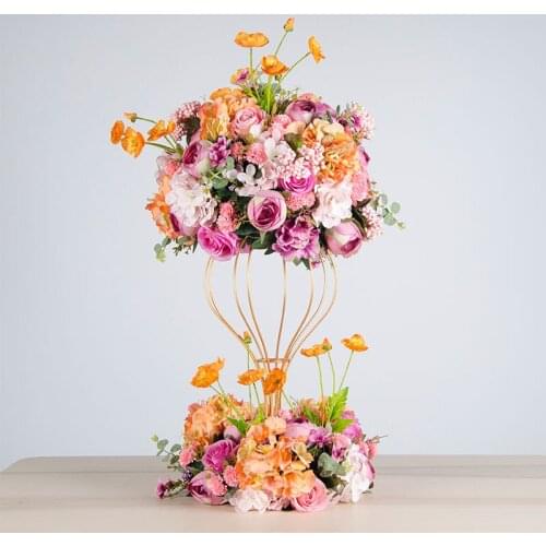 Wedding Supplies Hydrangea Rose Artificial Flower Ball Wreath Road Lead Decoration Silk Flower Decorative Iron Flower Stand