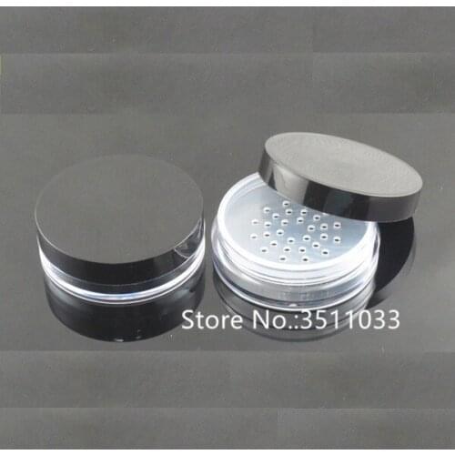 40pcs Black Lid Clear Round Empty Cosmetic Loose Powder Compact Jar With Sifter Cosmetic DIY Portable Women Beauty Tool 10ml