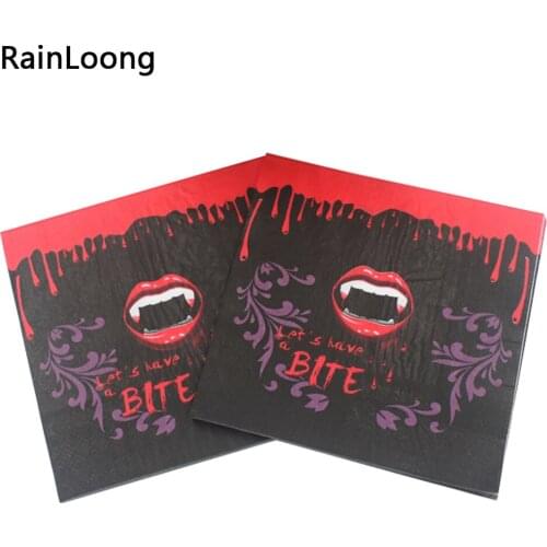 [RainLoong] Halloween Punk Paper Napkins Lets Have Bite For Hallowmas Decoration Servilleta 33*33cm 1 pack (20pcs/pack)
