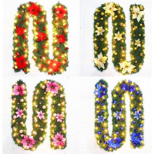 2.7M Luxury Christmas Decorations Garland Decoration Rattan with Lights Xmas Home Party Christmas Tree Door Window Decorations