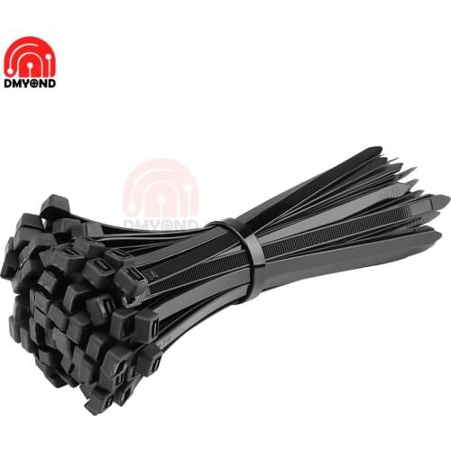 100pcs Self-Locking Nylon Cable Ties 7.2*200mm 4.7*200mm 3.6*200mm Black White Plastic Zip Tie Loop Wire Wrap Zip Ties