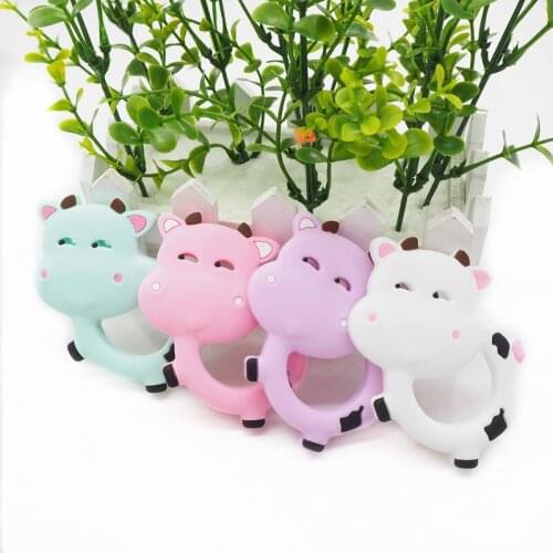 Chenkai 50pcs Silicone Milk Cow Teether DIY Baby Chewing Pendant Nursing Sensory Teething Pacifier Dummy Jewelry Animal Toy