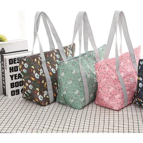 Floral Printing Thermal Insulated Lunch Bag For Women Girls Portable Carry Tote Cooler Lunch Box Insulated Bag