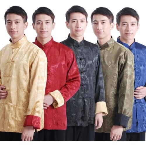 Traditional Clothing Men Nation Wind Hanfu Man Costume Autumn Winter Loose Coat Silk Clothes Chinese Style Jacket Cheongsam Top
