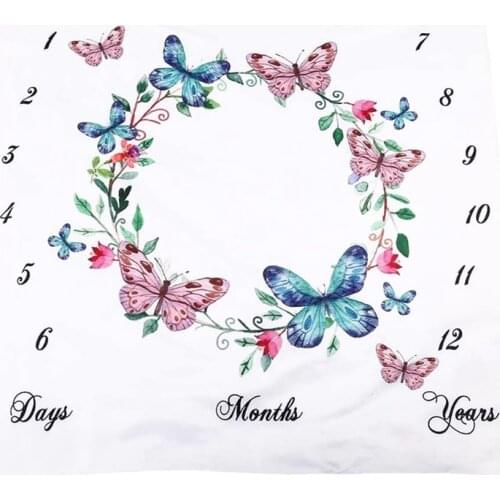Newborn Photography Packing, Baby Props Printed Cotton Monthly Milestone Wrapped Blanket # 13