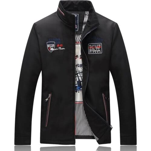 Fashion Kenty & Shark Brand Mens Autumn Jackets 4XL Blue Black Zipper Embroidery Windproof Bomber Jacket Men Keep Warm Coats
