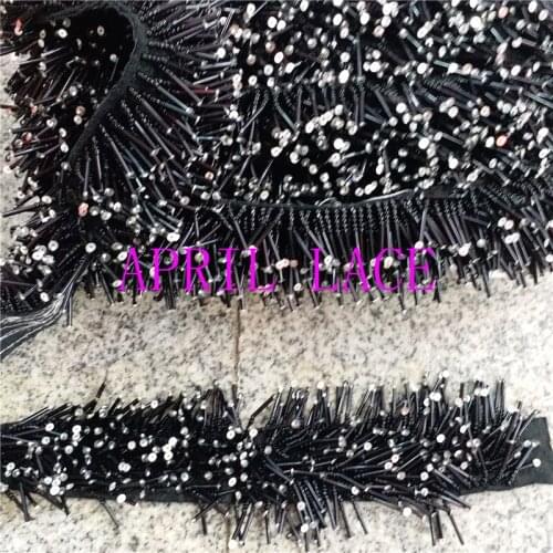Yy004# 6 yards /bag black color 2cm width 3 cm ribbon fringe tassel for curtain /garment/decorative/home /dress decoration