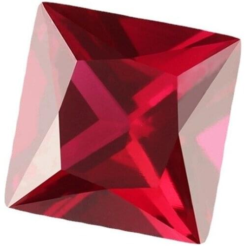 Factory Price Size 2x2~12x12mm Square Cut Red Stone Princess Cut Synthetic Corundum Gems stone For gems