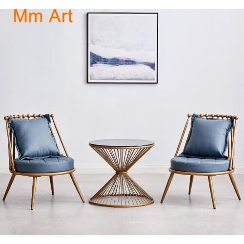 Iron Small Sofa Light Luxury Nordic Simple Modern Internet Red Balcony Salon Table and Chair