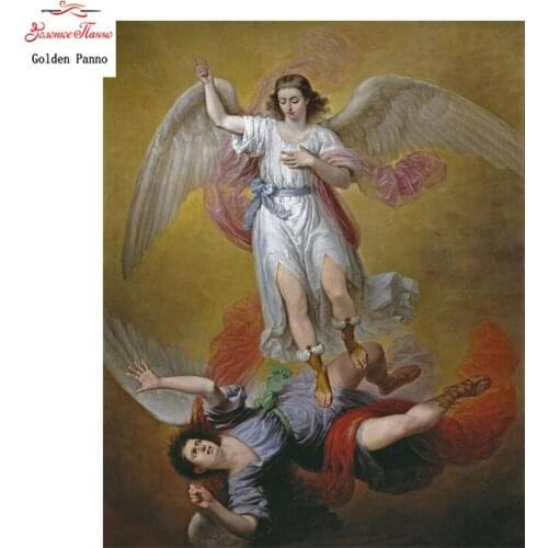 Golden Panno Needlework,DIY Cross stitch,Sets For Embroidery kits,religious Cross-Stitch,Famous Painting Wall decoration 09