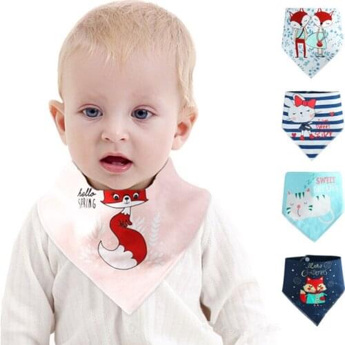 1pc Boy cartoon triangle scarf turban baby bib bib animal triangle cotton baby scarf meal collar baby supplies