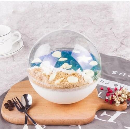 10pcs 350/500ml Transparent Plastic Cake Container Ball Shape Mousse Dessert Boxes Food Container Baking Tools