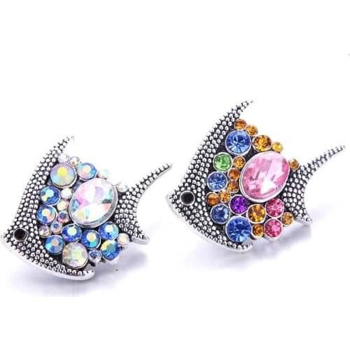 10pcs/lot Snap Jewelry Cute fish Snap Button Metal fit 18mm Snap Bracelet Leather Bracelet DIY Ginger Button Jewelry 9109