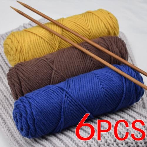 100gX6pcs Super Thick Yarn wool Soft milk cotton blends For Hand Knitting Scarf Coat Chunky wool crochet Cotton diy yarn knit