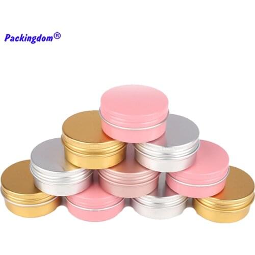 50pcs Metal Aluminum Jar Tin Cosmetic Cream Pot Candle Container Empty Packaging Makeup Hair Wax Packing Silver Screw Lids 50g