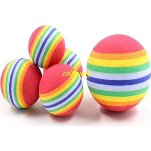 500pcs/lot 3.5cm 4.2cm 6.3cm Dog Rainbow Foam Fetch Ball Training Interactive Dog Toy Play Balls Supplies
