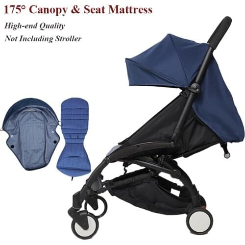 175°Stroller Accessories Hood&Mattress Set For Babyzen Yoyo Canopy Cover Seat Cushion Fit Yoya Pram Sunshade Original Fabric