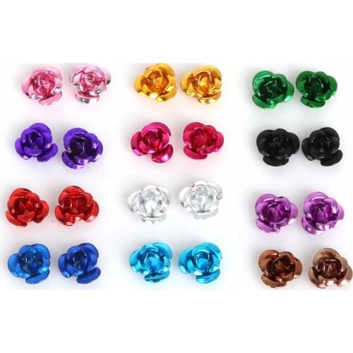 New Arrival 100pcs Rose Flower Aluminum Spacer Beads Caps 6mm 8mm 12mm For DIY Fashion Bracelet jewelry findings crafts