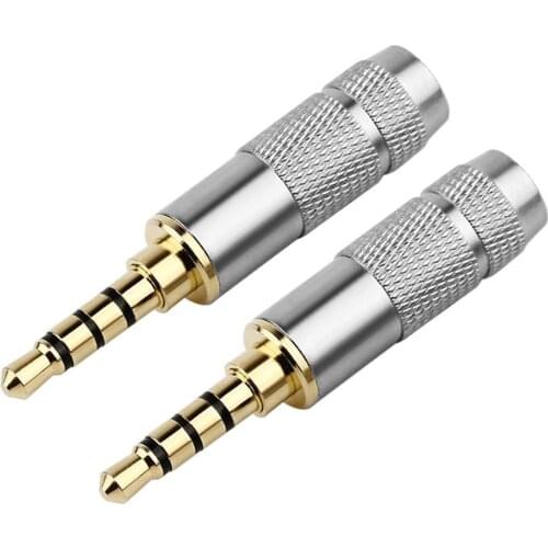 5pcs 3.5mm Plug Audio Jacks 3/4 Poles Pure Copper Gold Plated Hifi Earphone Connector Adapter 6.0mm Minijack 3.5 Male Solder DIY